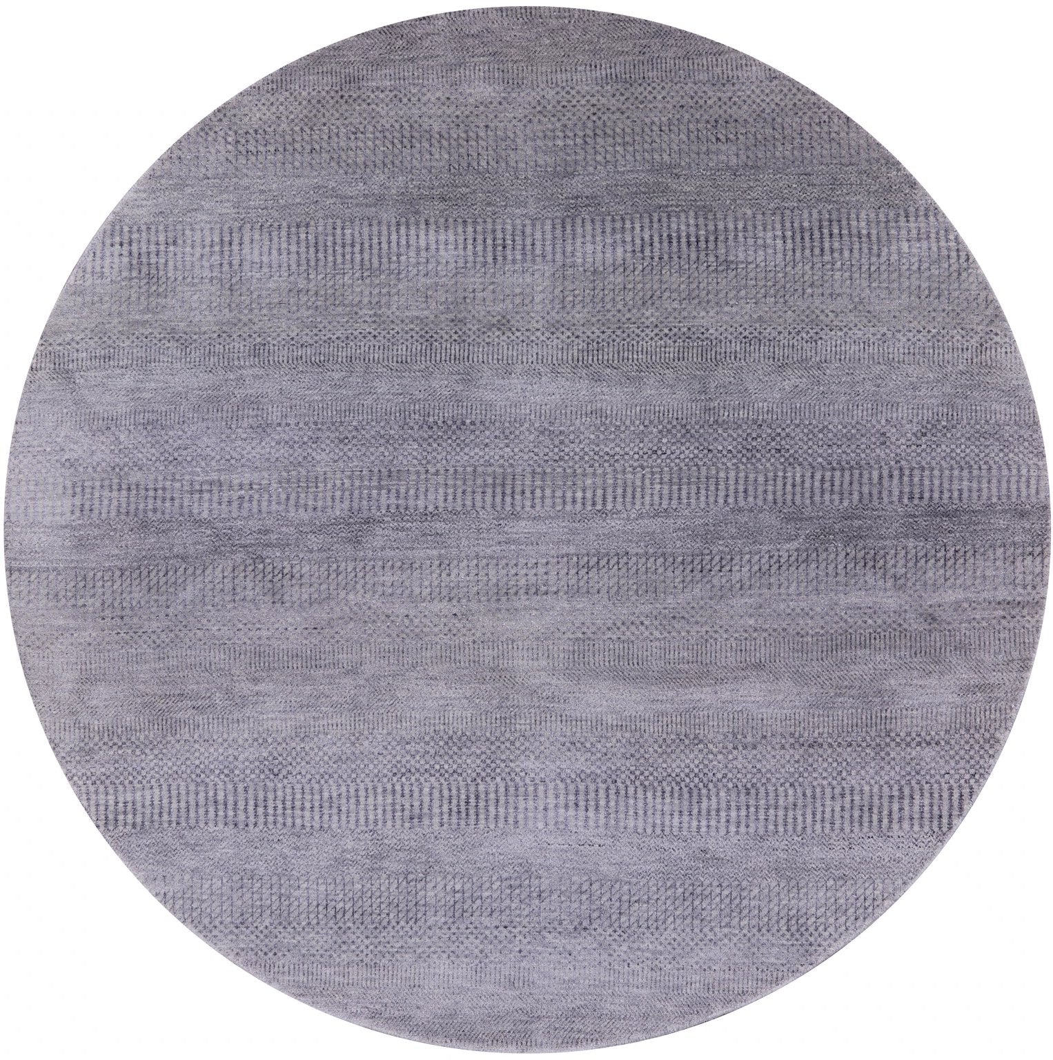 Grey Round Savannah Grass Hand-Knotted Wool & Silk Rug - 5' 9" X 5' 9" - Golden Nile