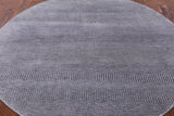 Grey Round Savannah Grass Hand-Knotted Wool & Silk Rug - 5' 9" X 5' 9" - Golden Nile