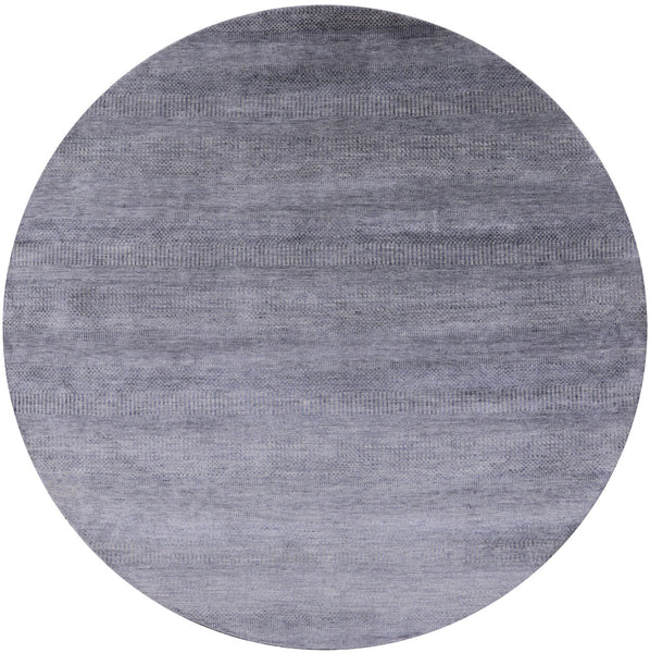 Grey Round Savannah Grass Handmade Wool & Silk Rug - 7' 10" X 7' 10" - Golden Nile