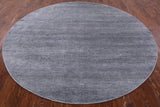 Grey Round Savannah Grass Handmade Wool & Silk Rug - 7' 10" X 7' 10" - Golden Nile
