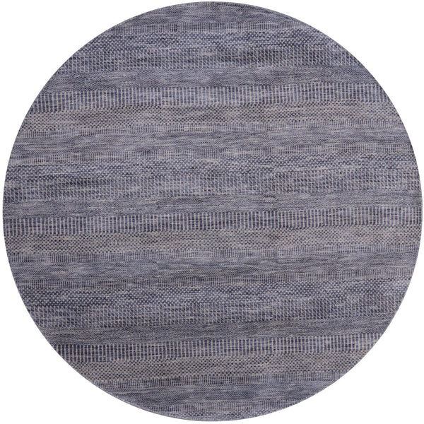 Grey Round Savannah Grass Handmade Wool & Silk Rug - 6' 0" X 6' 0" - Golden Nile
