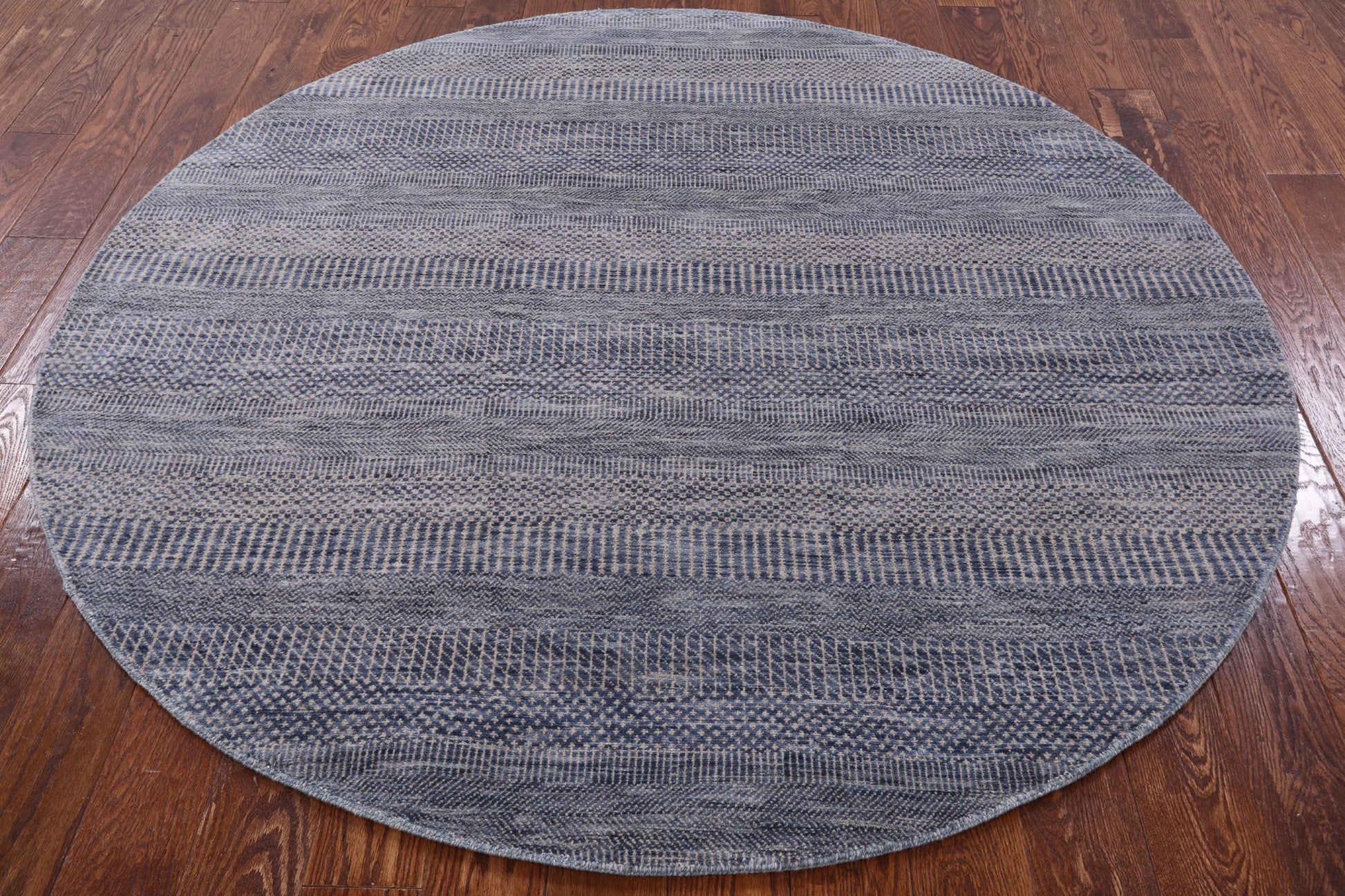 Grey Round Savannah Grass Handmade Wool & Silk Rug - 6' 0" X 6' 0" - Golden Nile