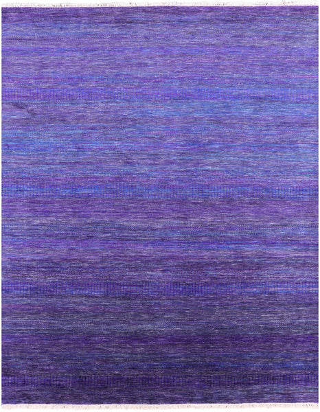 Purple Savannah Grass Hand-Knotted Wool & Silk Rug - 8' 1" X 10' 0" - Golden Nile