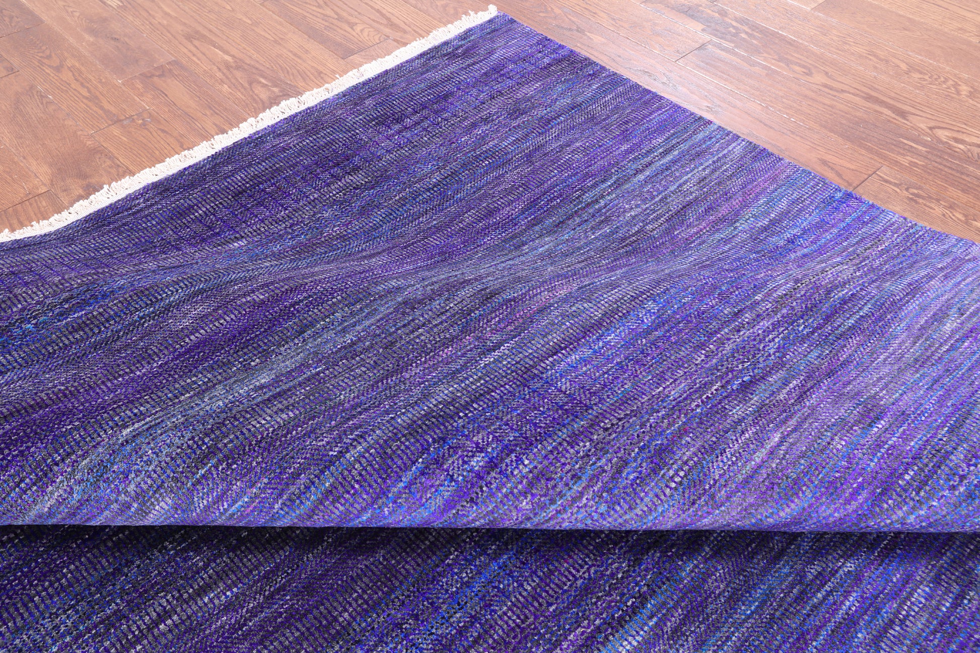 Purple Savannah Grass Hand-Knotted Wool & Silk Rug - 8' 1" X 10' 0" - Golden Nile