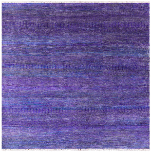 Purple Square Savannah Grass Hand Knotted Wool & Silk Rug - 8' 1" X 8' 0" - Golden Nile