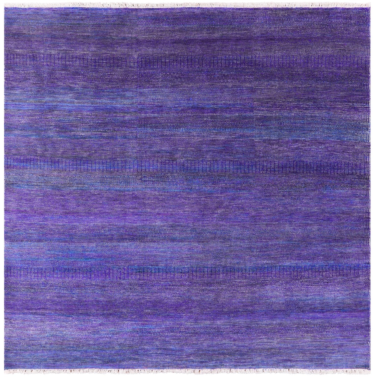 Purple Square Savannah Grass Hand Knotted Wool & Silk Rug - 8' 1" X 8' 0" - Golden Nile