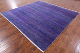 Purple Square Savannah Grass Hand Knotted Wool & Silk Rug - 8' 1" X 8' 0" - Golden Nile