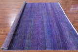 Purple Square Savannah Grass Hand Knotted Wool & Silk Rug - 8' 1" X 8' 0" - Golden Nile