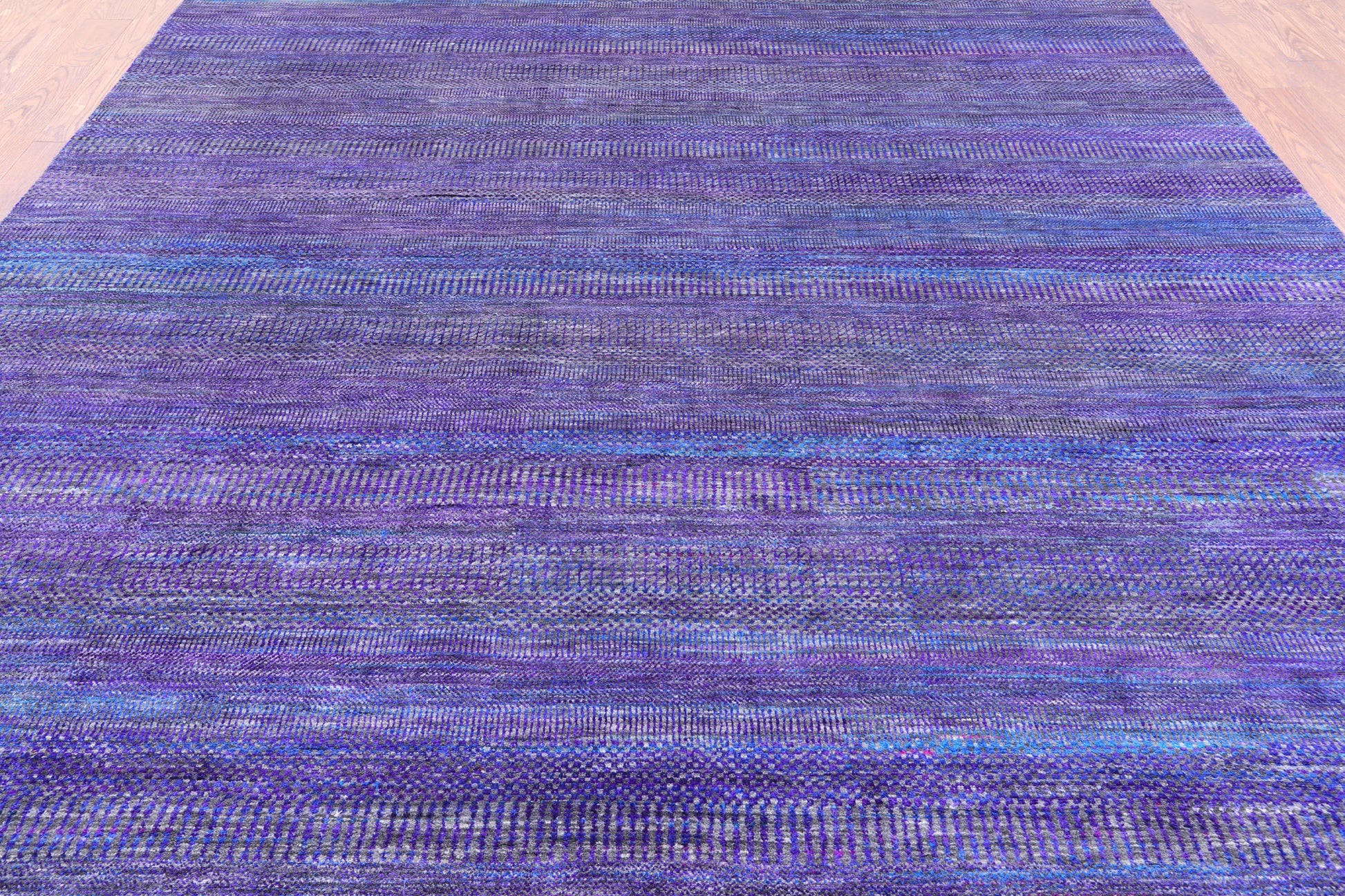 Purple Savannah Grass Handmade Wool & Silk Rug - 9' 1" X 12' 2" - Golden Nile