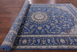 Blue Persian Nain Handmade Wool & Silk Rug - 8' 1" X 15' 9" - Golden Nile
