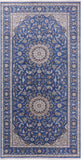 Blue Persian Nain Handmade Wool & Silk Rug - 8' 1" X 15' 9" - Golden Nile