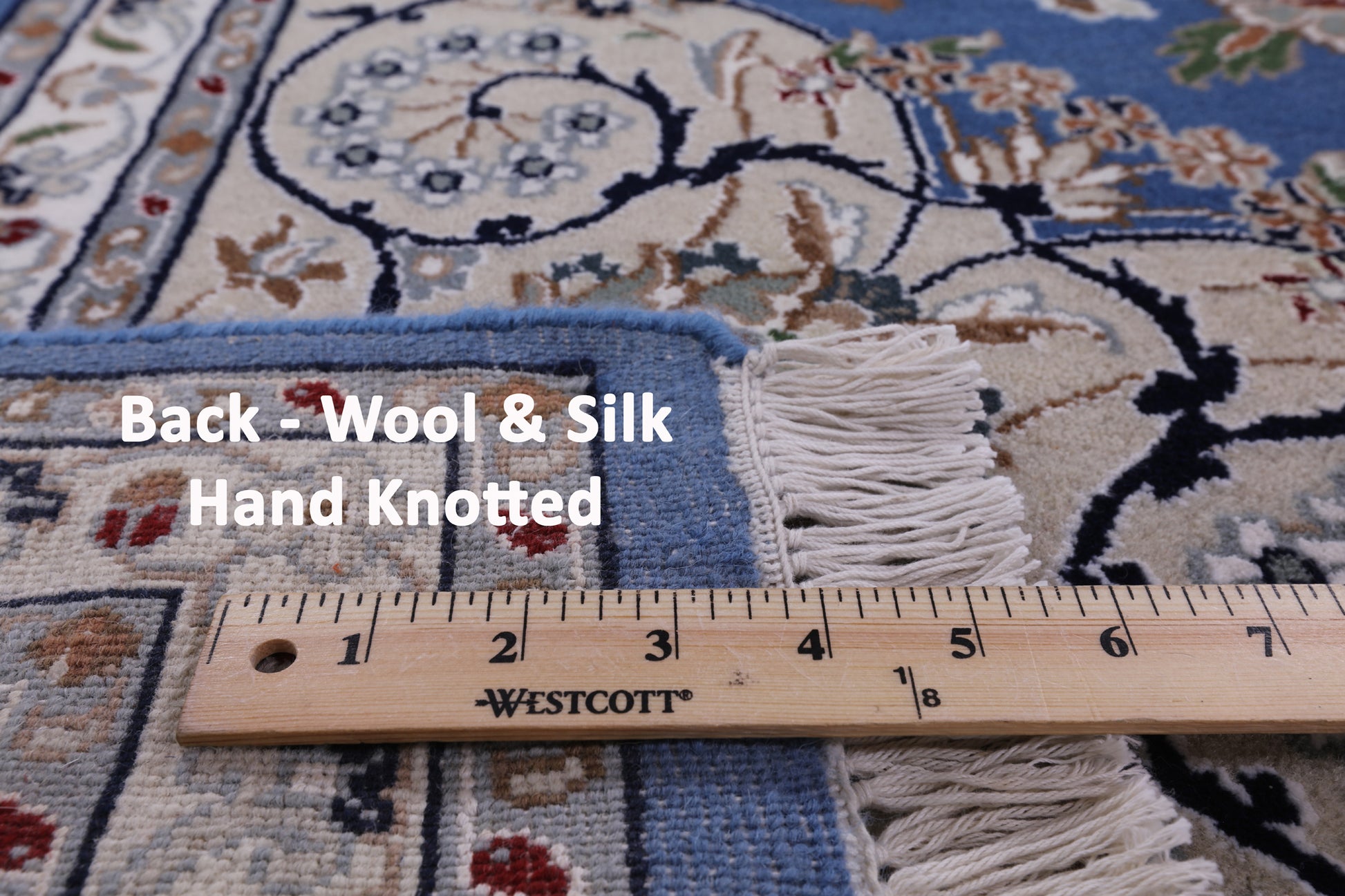 Blue Persian Nain Handmade Wool & Silk Rug - 8' 1" X 15' 9" - Golden Nile