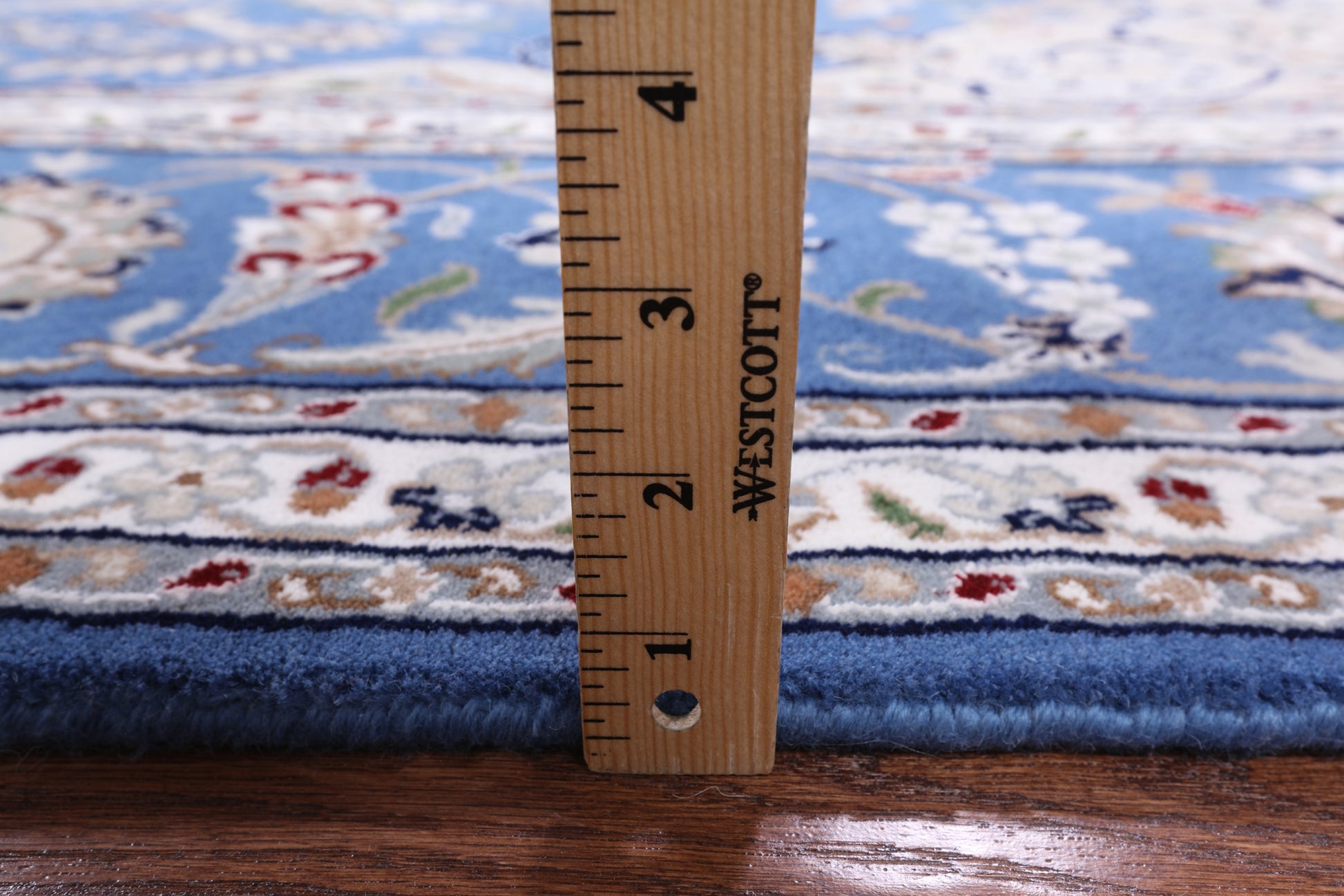 Blue Persian Nain Handmade Wool & Silk Rug - 8' 1" X 15' 9" - Golden Nile