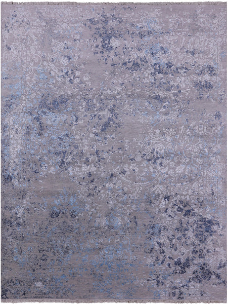Grey Modern Handmade Wool & Silk Rug - 7' 9" X 10' 2" - Golden Nile