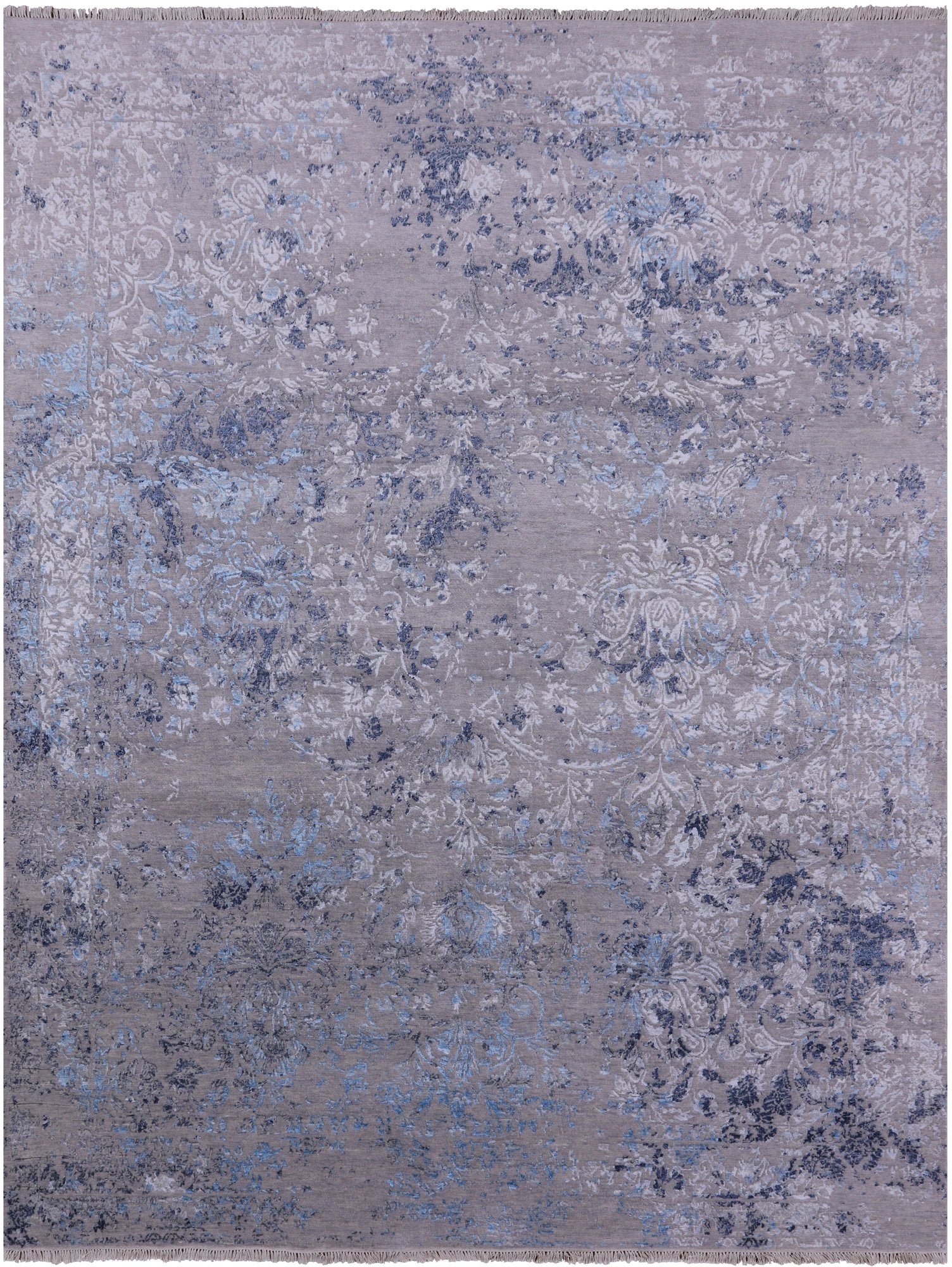 Grey Modern Handmade Wool & Silk Rug - 7' 9" X 10' 2" - Golden Nile