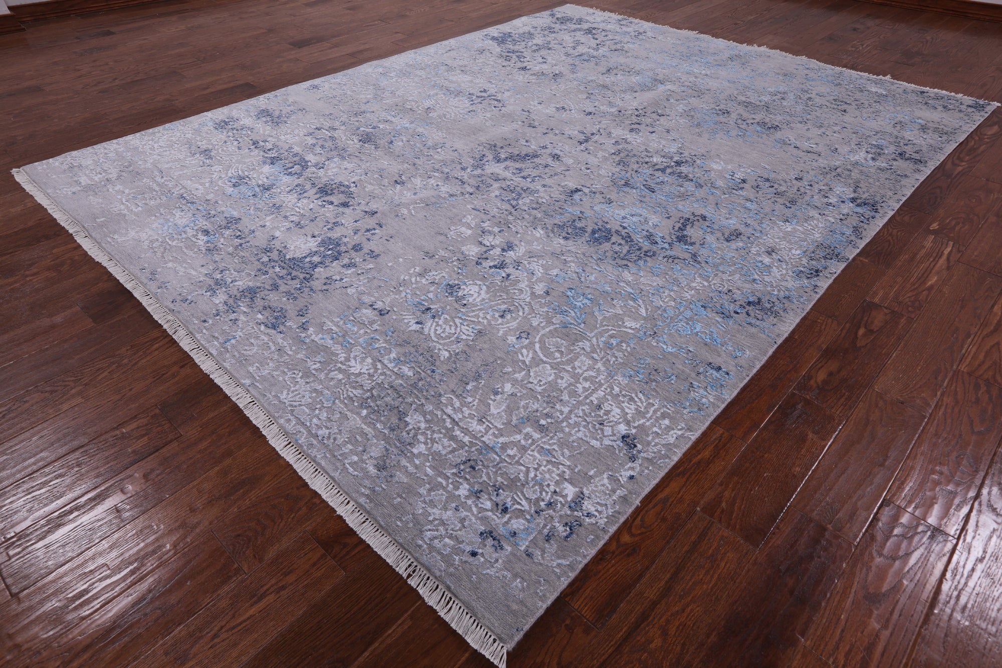 Grey Modern Handmade Wool & Silk Rug - 7' 9" X 10' 2" - Golden Nile