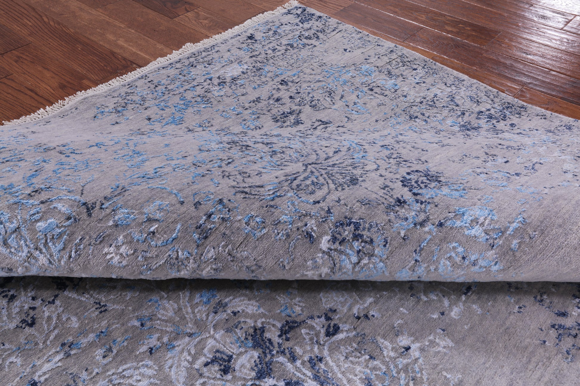 Grey Modern Handmade Wool & Silk Rug - 7' 9" X 10' 2" - Golden Nile