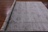 Grey Modern Floral Hand-Knotted Wool & Silk Rug - 8' 0" X 10' 0" - Golden Nile