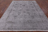 Grey Modern Floral Hand-Knotted Wool & Silk Rug - 8' 0" X 10' 0" - Golden Nile