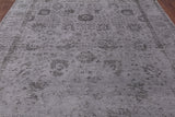 Grey Modern Floral Hand-Knotted Wool & Silk Rug - 8' 0" X 10' 0" - Golden Nile