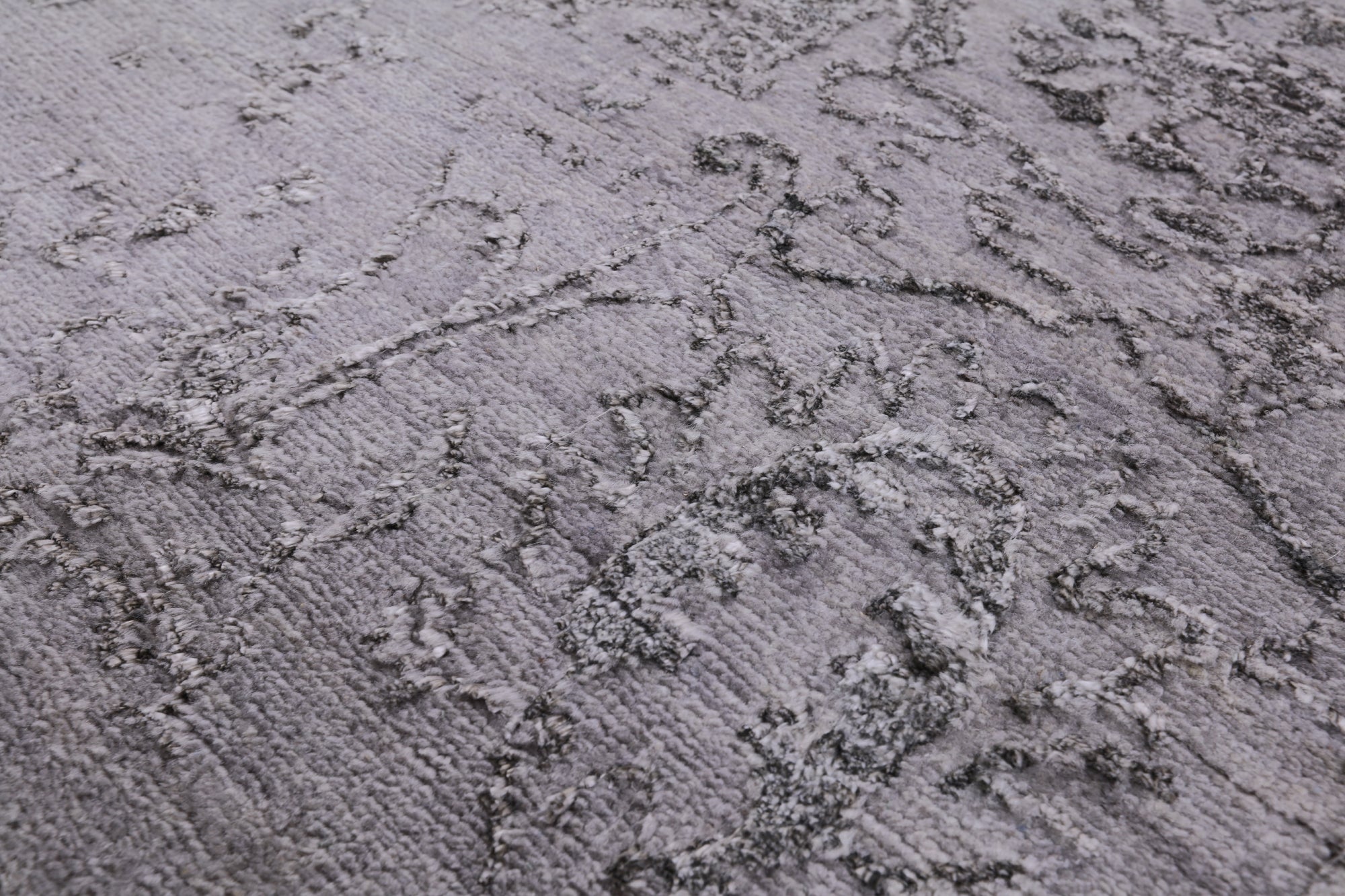 Grey Modern Floral Hand-Knotted Wool & Silk Rug - 8' 0" X 10' 0" - Golden Nile