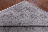 Grey Modern Floral Hand-Knotted Wool & Silk Rug - 8' 0" X 10' 0" - Golden Nile