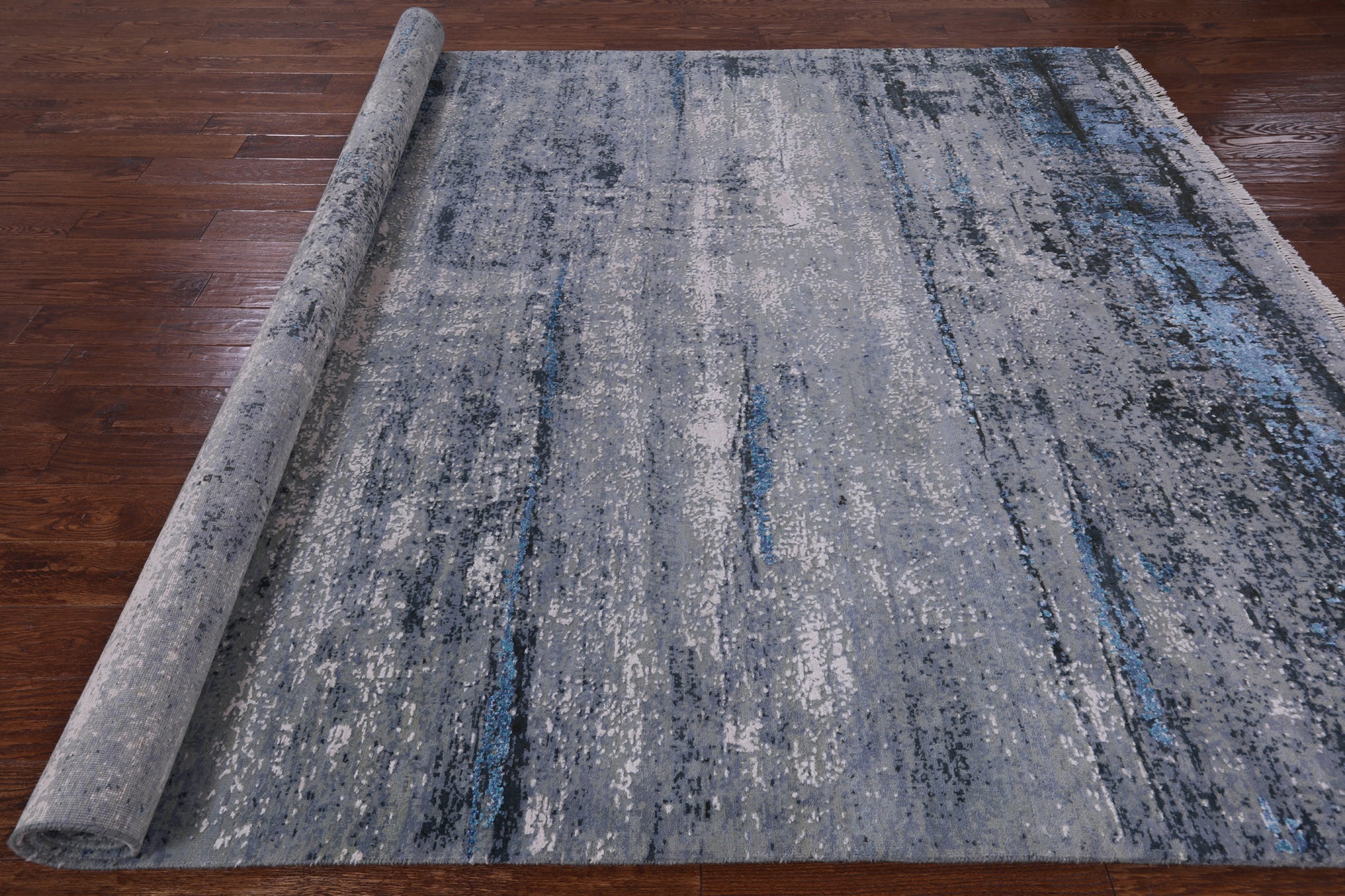 Modern Abstract Hand Knotted Wool & Silk Rug - 8' 1" X 10' 3" - Golden Nile