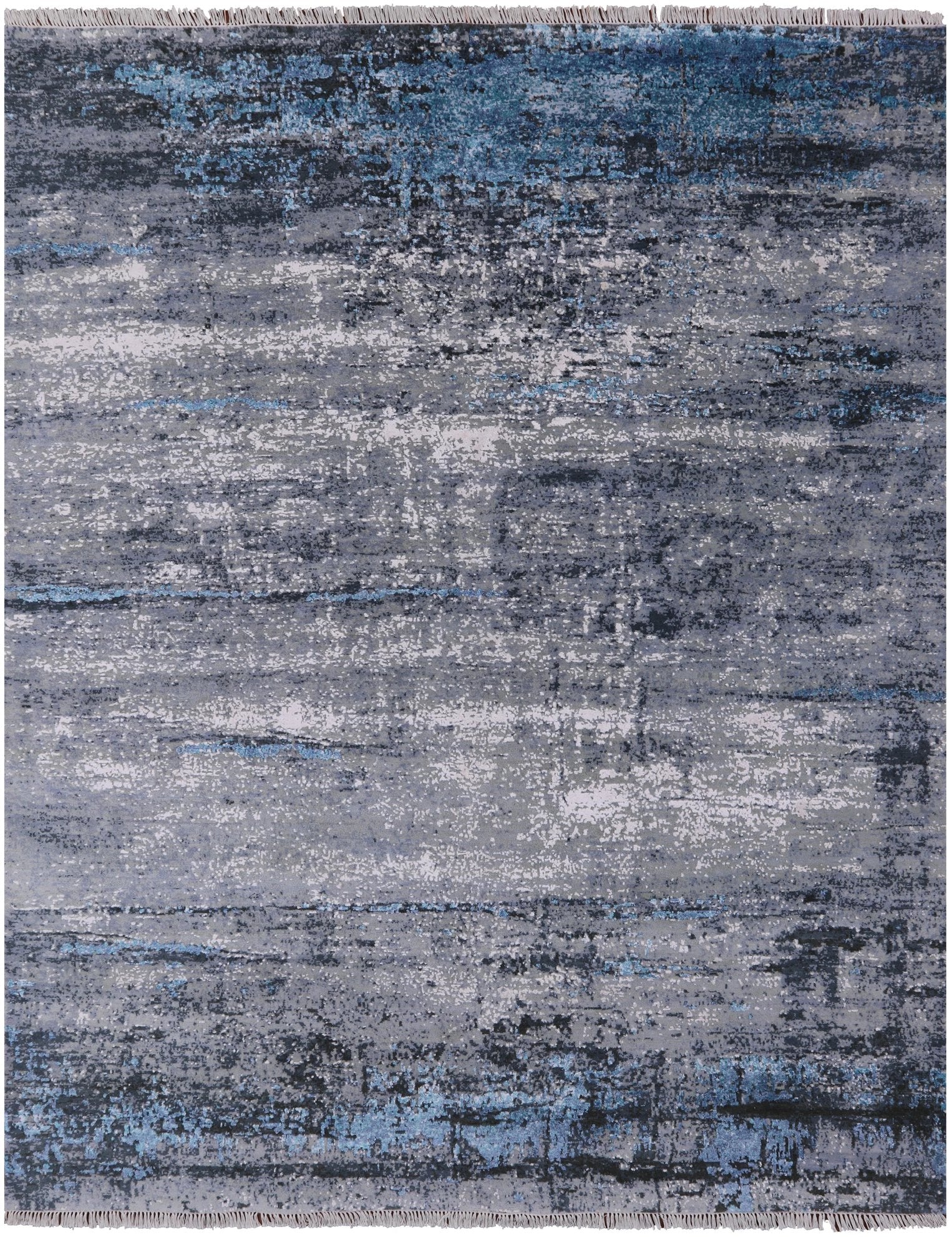 Modern Abstract Hand Knotted Wool & Silk Rug - 8' 1" X 10' 3" - Golden Nile