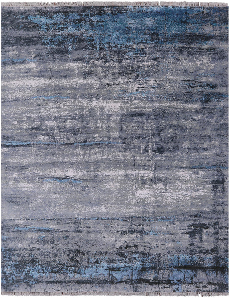 Modern Abstract Hand Knotted Wool & Silk Rug - 8' 1" X 10' 3" - Golden Nile