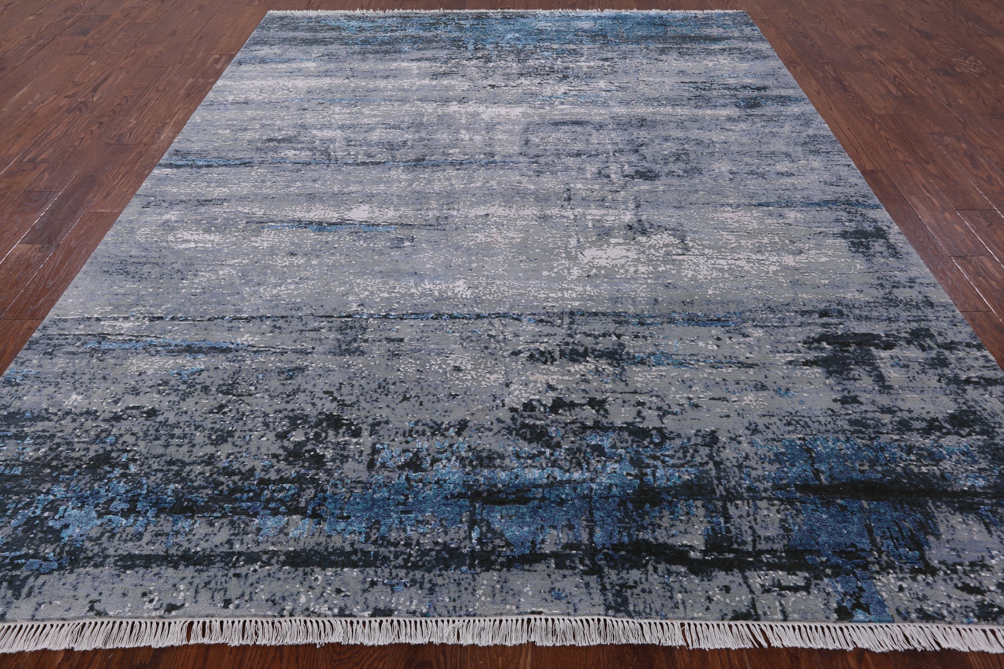Modern Abstract Hand Knotted Wool & Silk Rug - 8' 1" X 10' 3" - Golden Nile