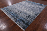 Modern Abstract Hand Knotted Wool & Silk Rug - 8' 1" X 10' 3" - Golden Nile