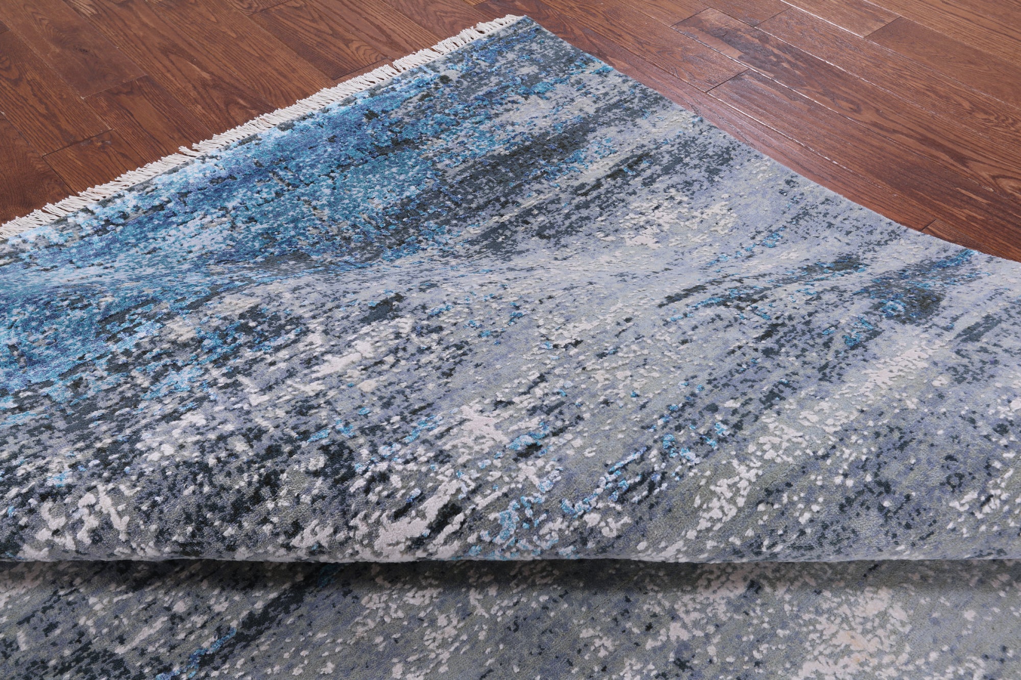 Modern Abstract Hand Knotted Wool & Silk Rug - 8' 1" X 10' 3" - Golden Nile