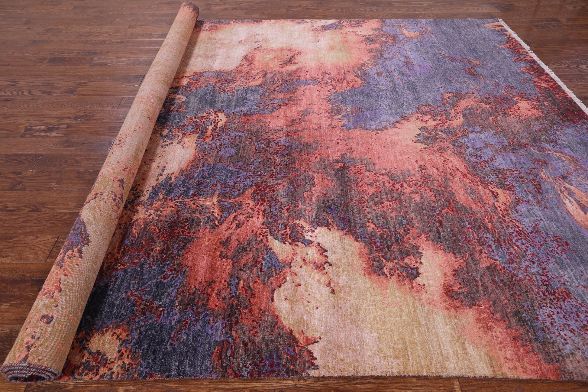 Contemporary Hand Knotted Wool & Silk Rug - 8' 10" X 11' 10" - Golden Nile