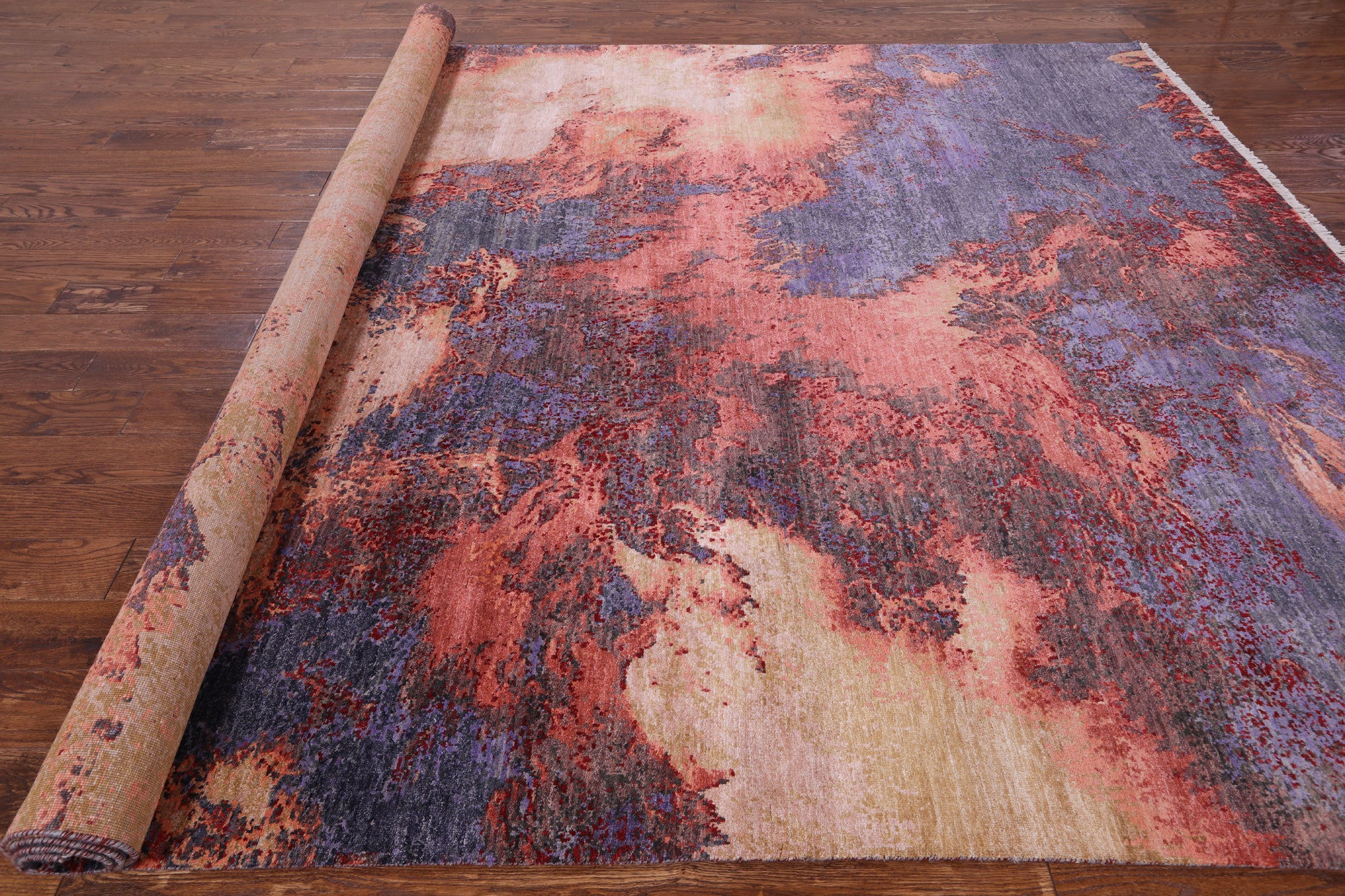 Contemporary Hand Knotted Wool & Silk Rug - 8' 10" X 11' 10" - Golden Nile