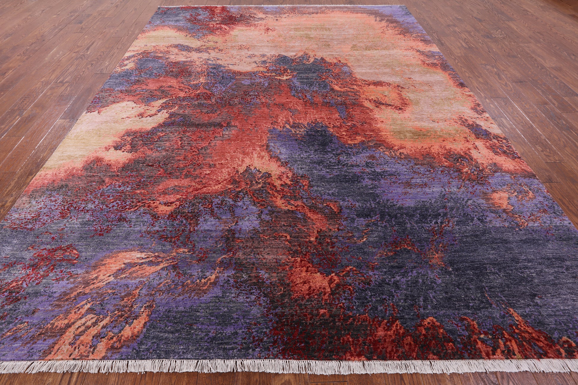 Contemporary Hand Knotted Wool & Silk Rug - 8' 10" X 11' 10" - Golden Nile
