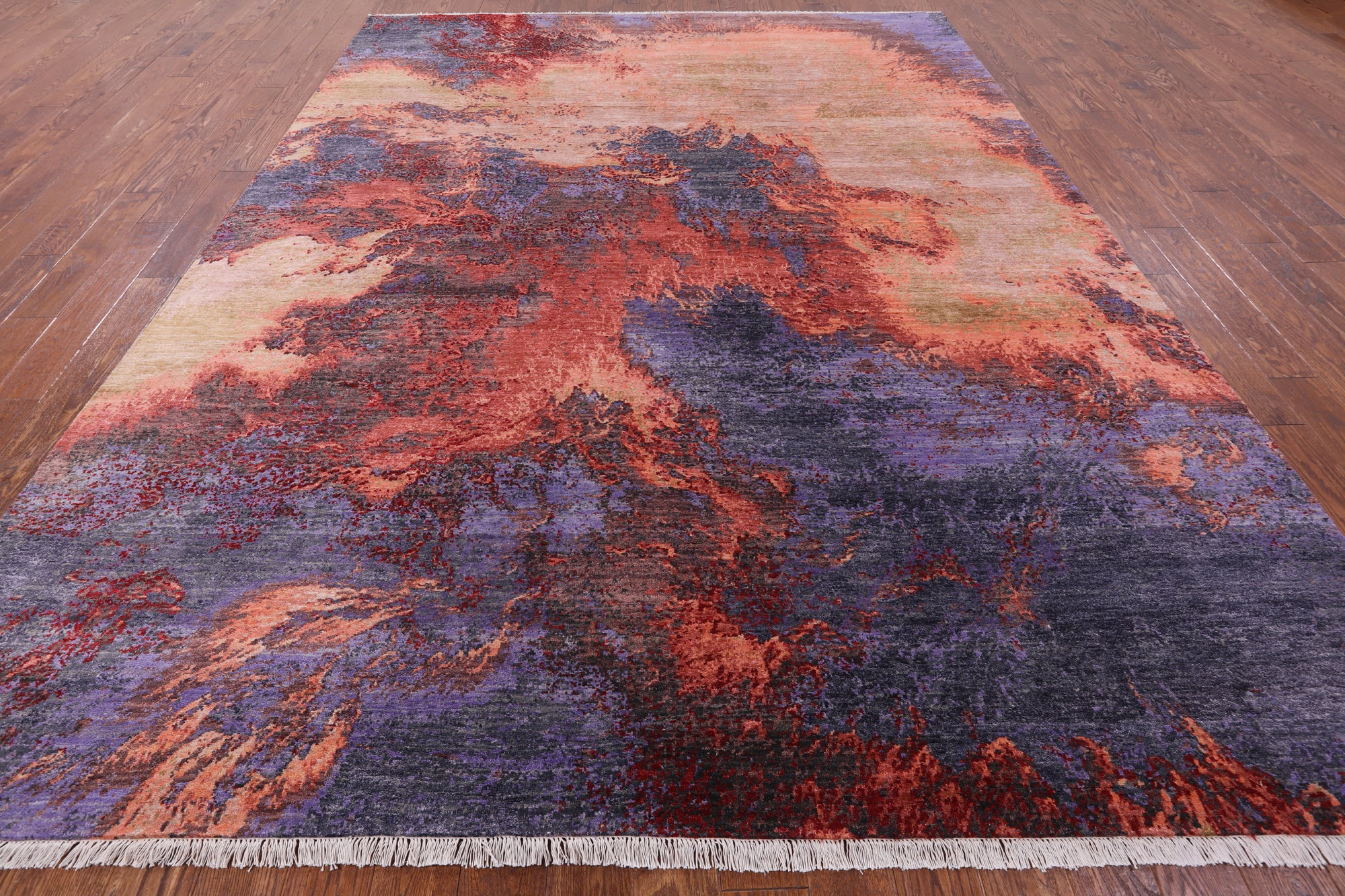 Contemporary Hand Knotted Wool & Silk Rug - 8' 10" X 11' 10" - Golden Nile