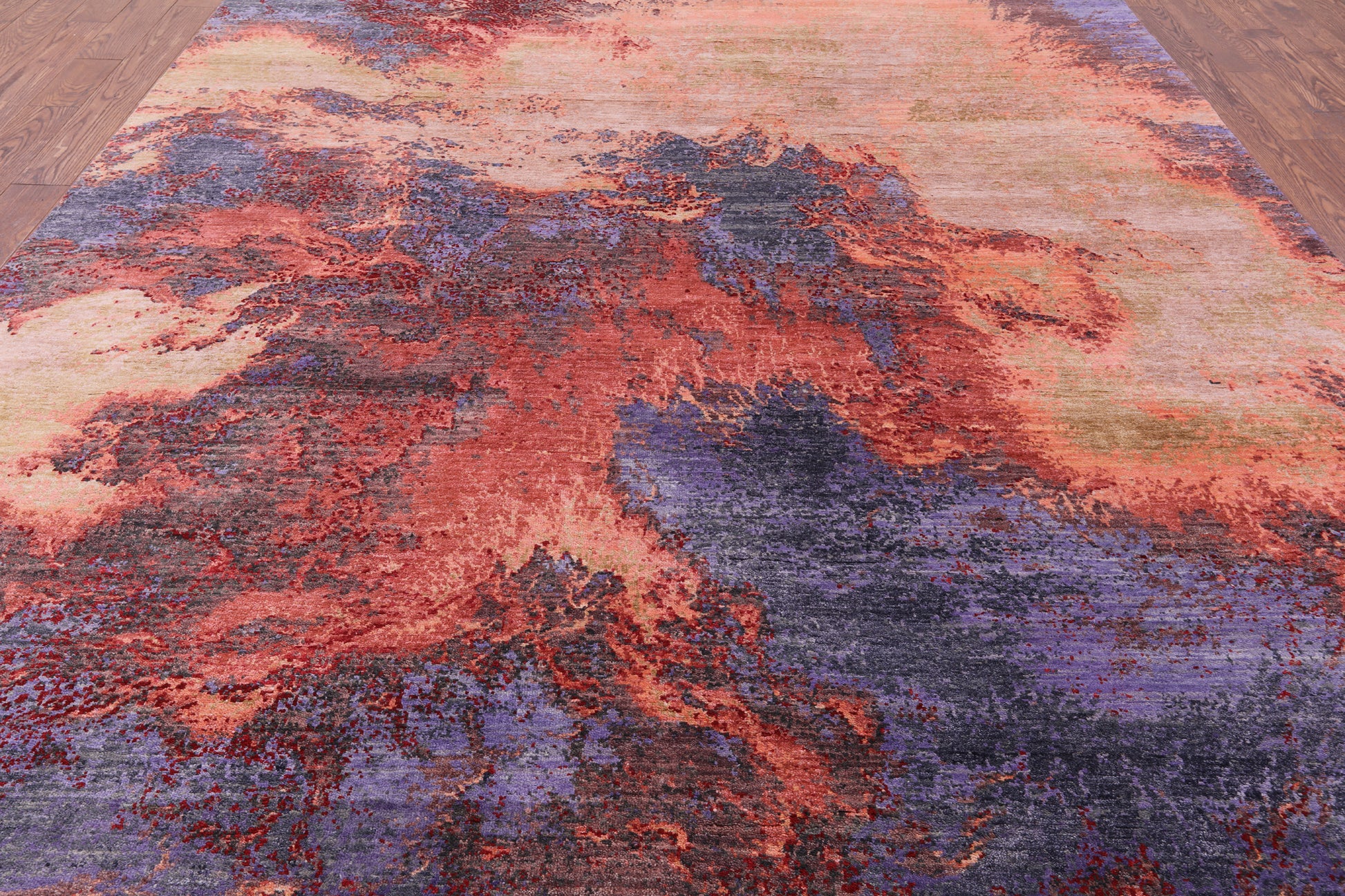 Contemporary Hand Knotted Wool & Silk Rug - 8' 10" X 11' 10" - Golden Nile