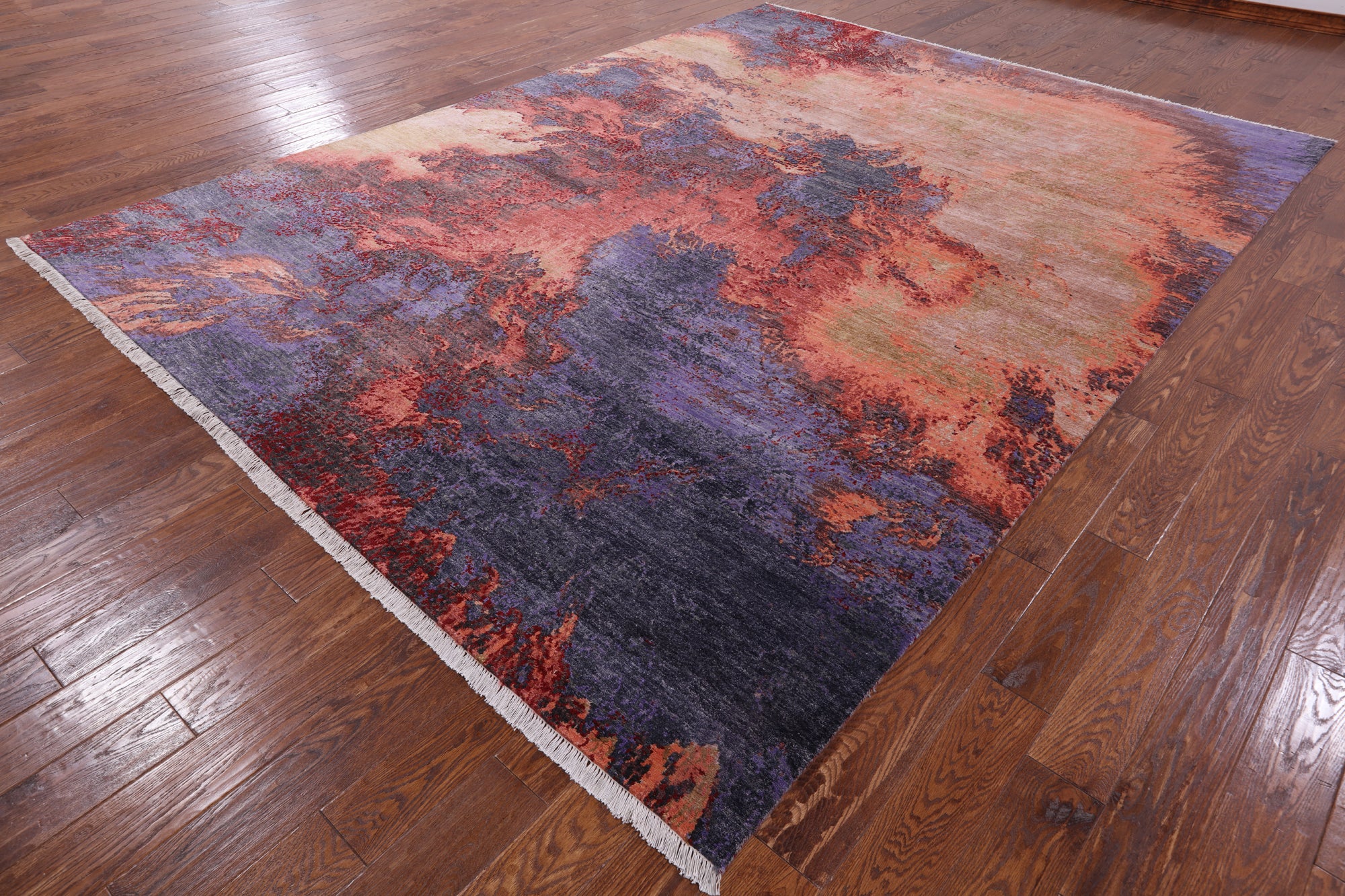 Contemporary Hand Knotted Wool & Silk Rug - 8' 10" X 11' 10" - Golden Nile