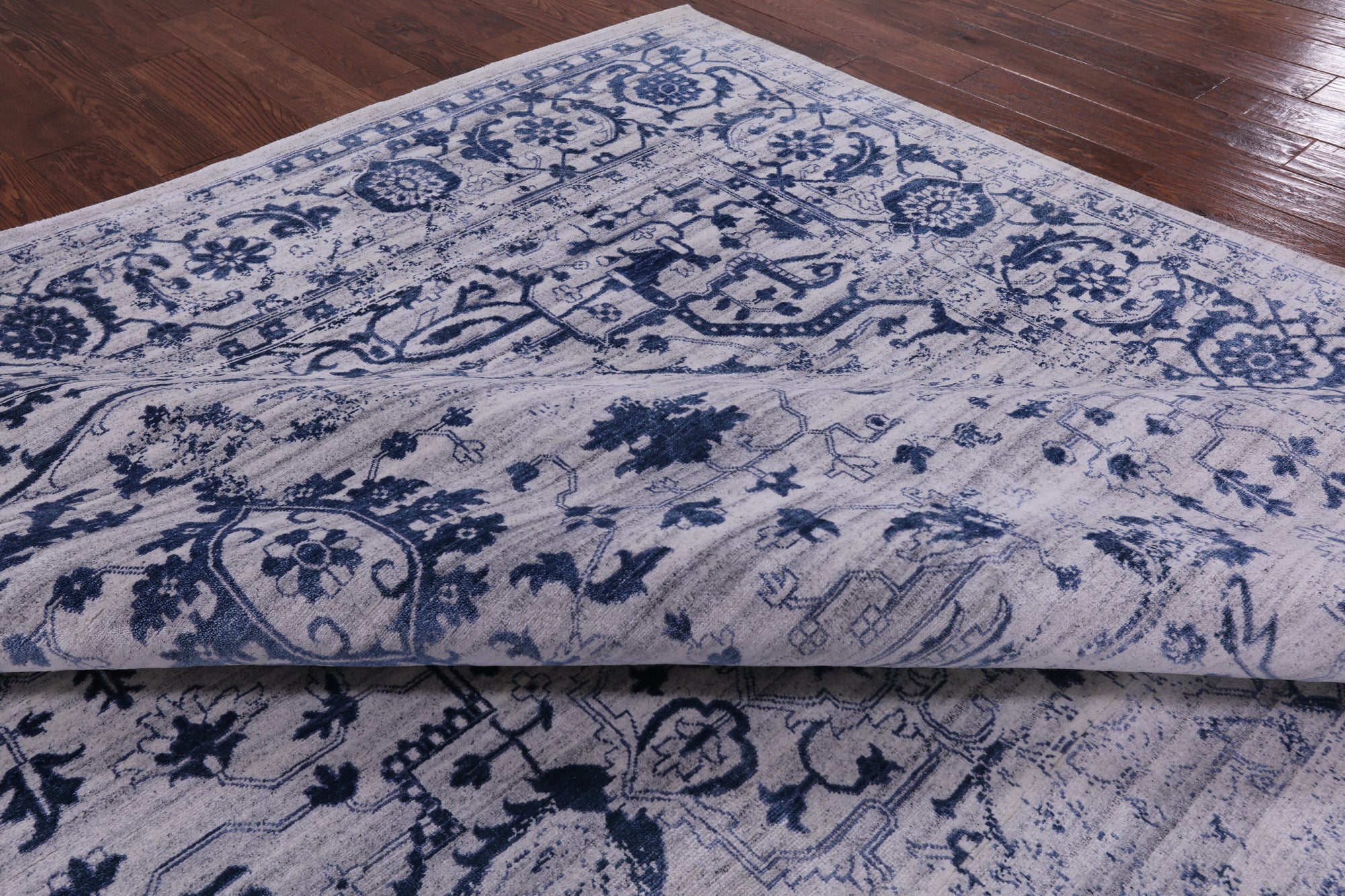 Grey Persian Fine Serapi Handmade Wool & Silk Rug - 8' 10" X 12' 1" - Golden Nile