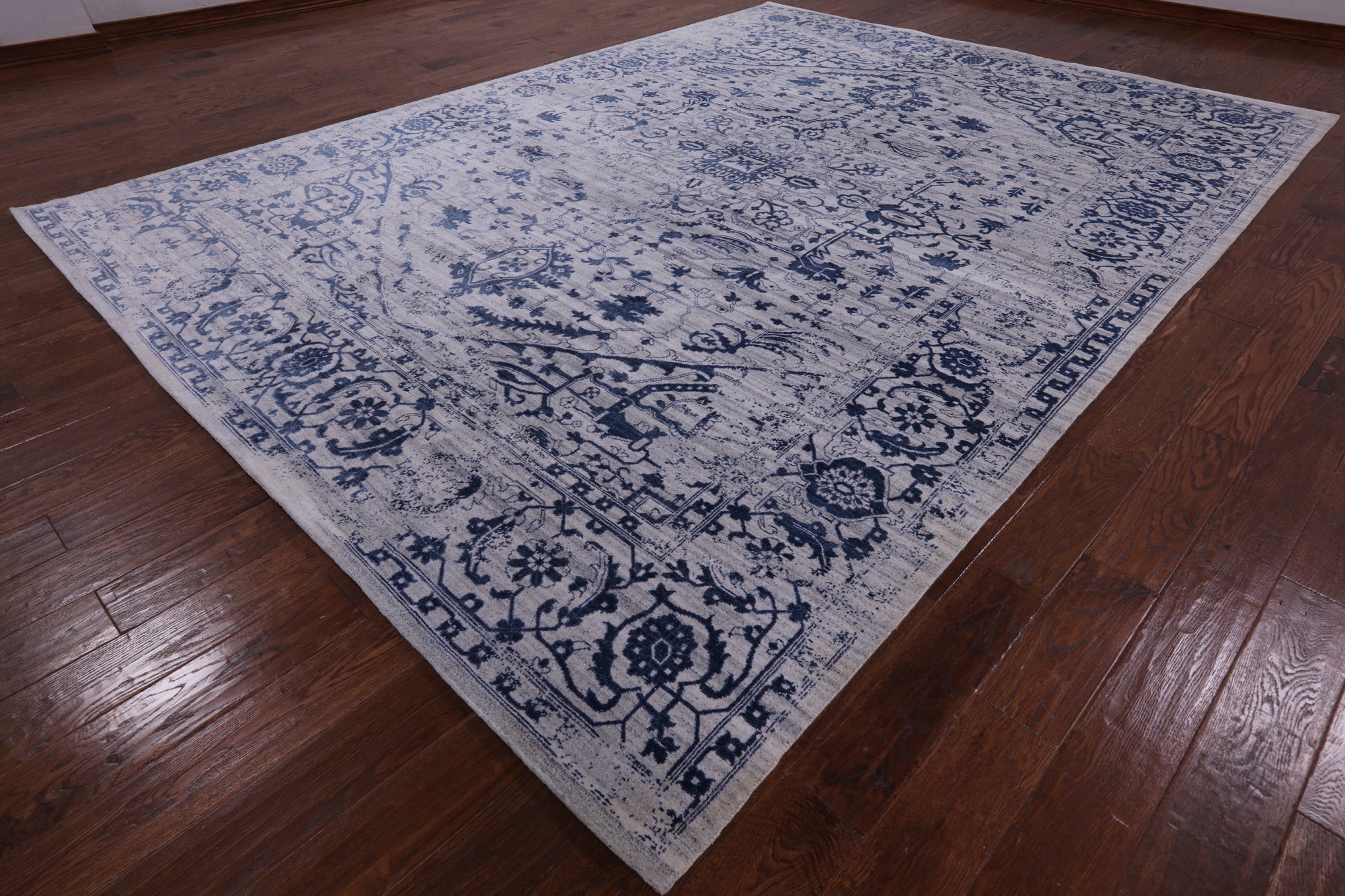 Grey Persian Fine Serapi Handmade Wool & Silk Rug - 8' 10" X 12' 1" - Golden Nile