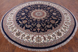 Round Persian Nain Hand-Knotted Wool & Silk Rug - 9' 9" X 9' 11" - Golden Nile