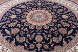 Round Persian Nain Hand-Knotted Wool & Silk Rug - 9' 9" X 9' 11" - Golden Nile