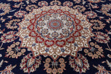 Round Persian Nain Hand-Knotted Wool & Silk Rug - 9' 9" X 9' 11" - Golden Nile