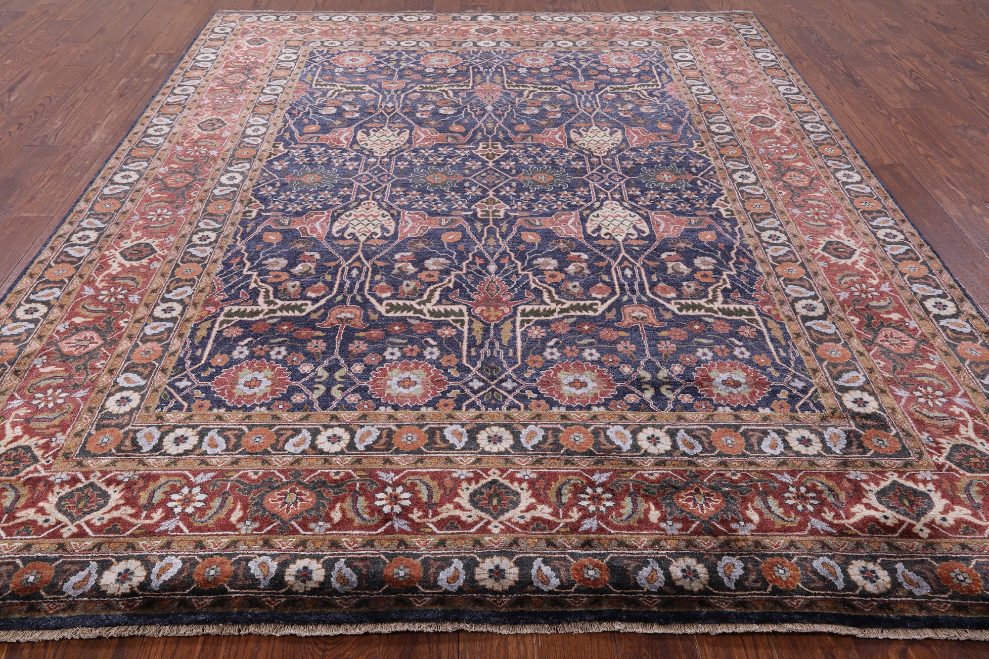 Blue Fine Serapi Hand Knotted 100% Silk Rug - 8' 0" X 10' 2" - Golden Nile