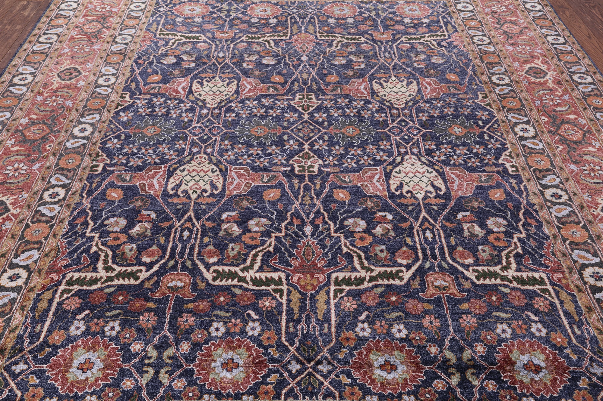 Blue Fine Serapi Hand Knotted 100% Silk Rug - 8' 0" X 10' 2" - Golden Nile