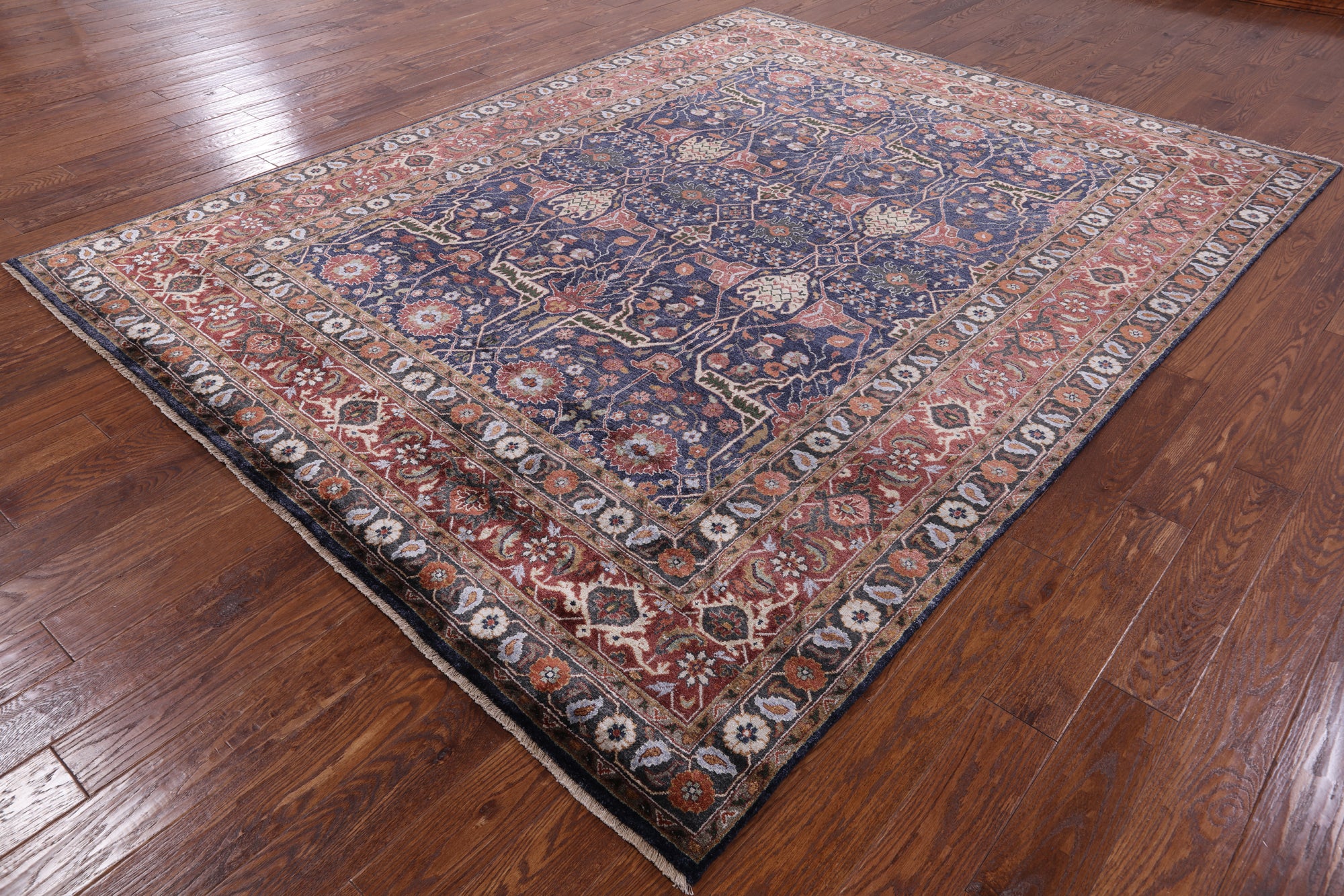 Blue Fine Serapi Hand Knotted 100% Silk Rug - 8' 0" X 10' 2" - Golden Nile