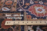 Blue Fine Serapi Hand Knotted 100% Silk Rug - 8' 0" X 10' 2" - Golden Nile