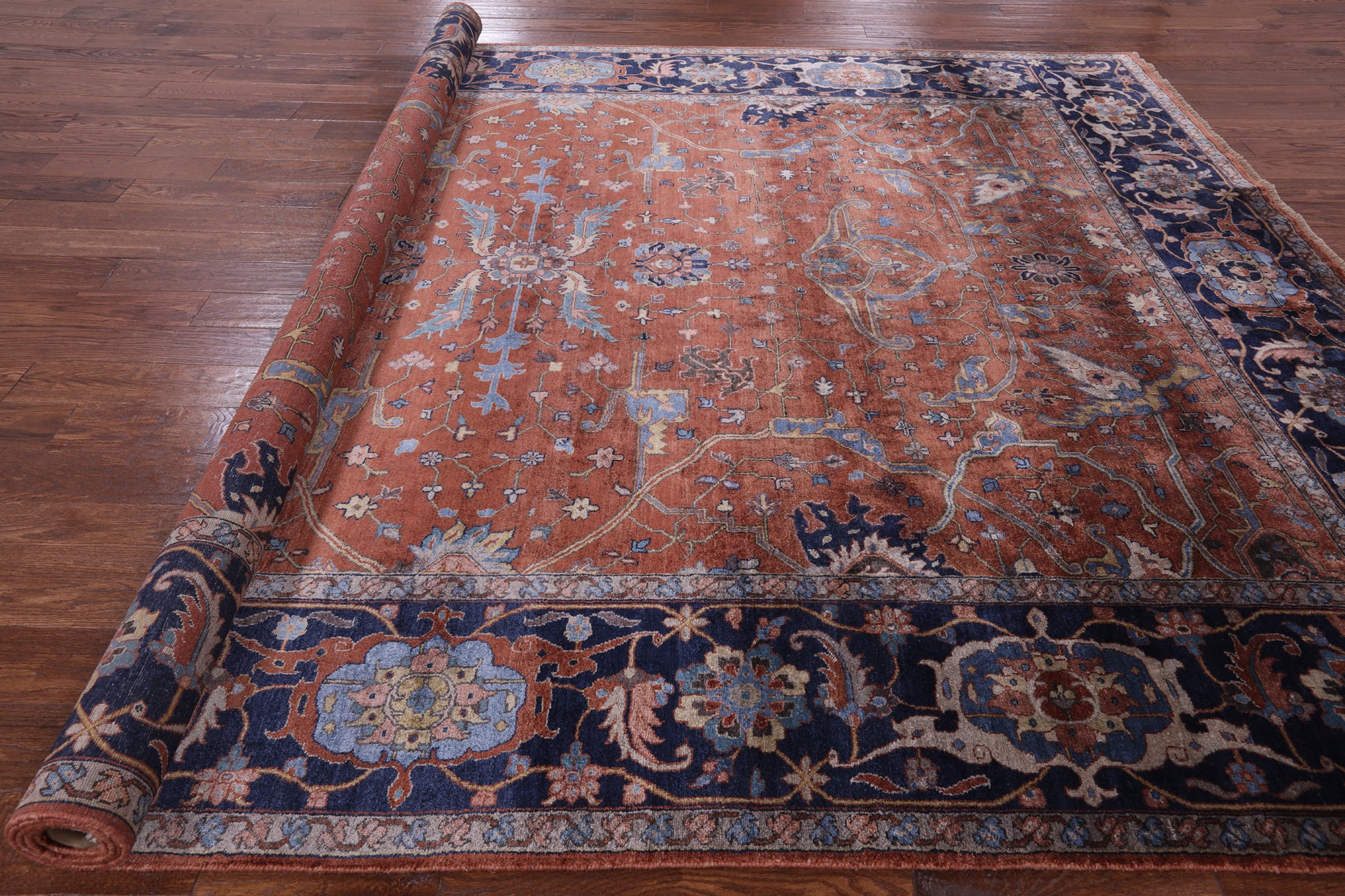 Fine Serapi Hand-Knotted 100% Silk Rug - 9' 1" X 12' 0" - Golden Nile