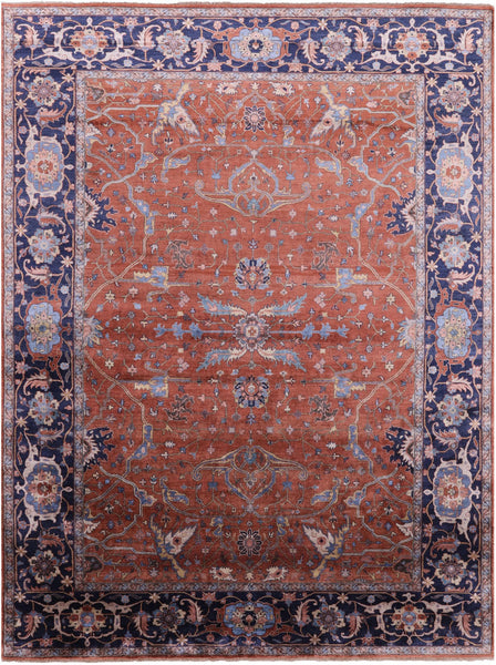 Fine Serapi Hand-Knotted 100% Silk Rug - 9' 1" X 12' 0" - Golden Nile