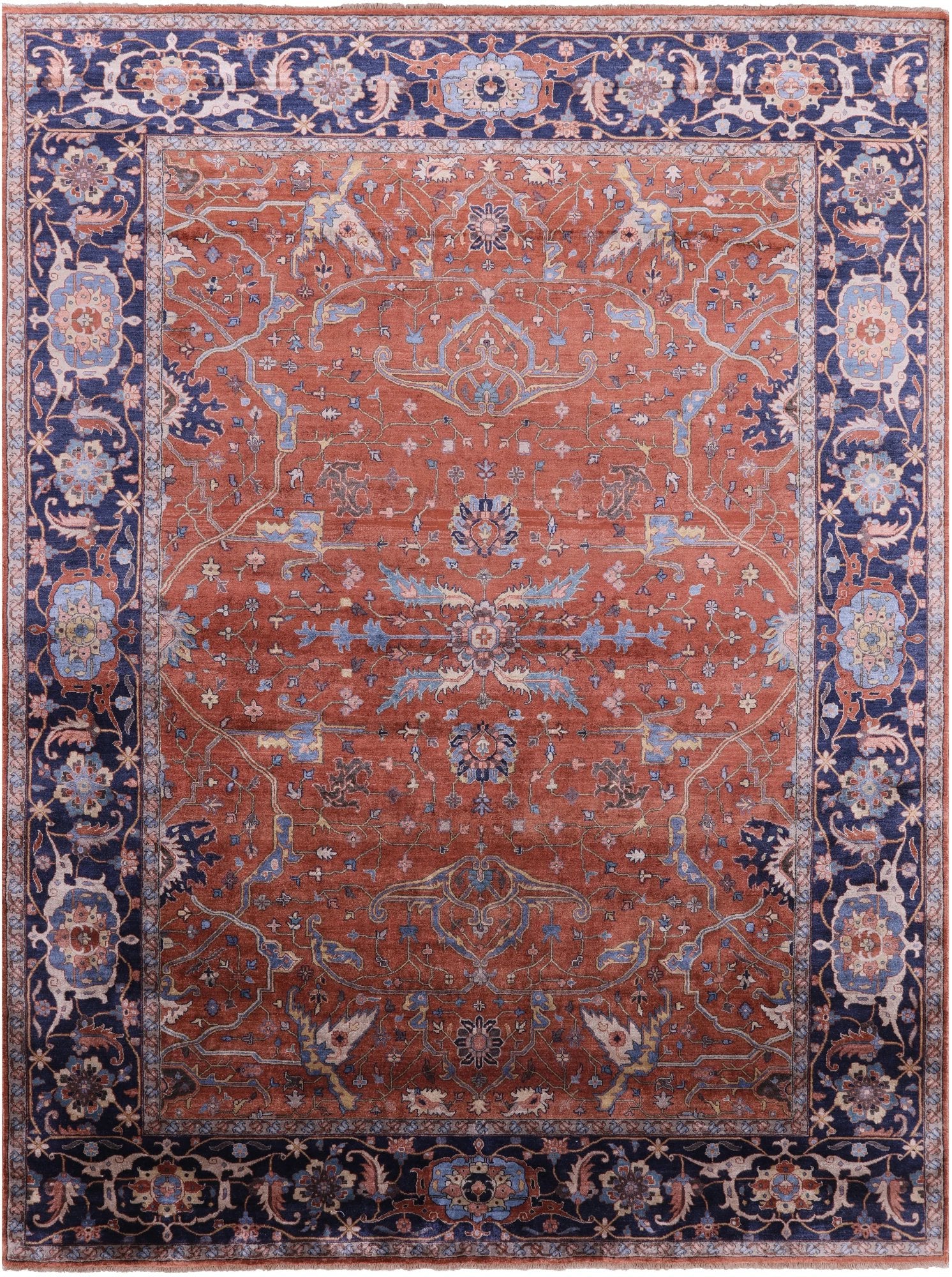 Fine Serapi Hand-Knotted 100% Silk Rug - 9' 1" X 12' 0" - Golden Nile